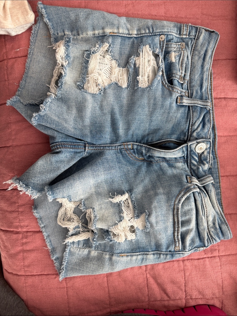 American Eagle Light Blue Distressed Ripped Denim Shorts